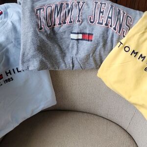 3PC Tommy Jeans and Tommy Hilfiger Women's T-Shirts-Yellow/Lt Blue/Grey All Sz S